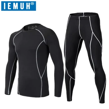 

IEMUH Brand Men Thermal Underwear Set Winter Warm Hot-Dry Technology Surface Elastic Force Female Compression Long Johns Suit