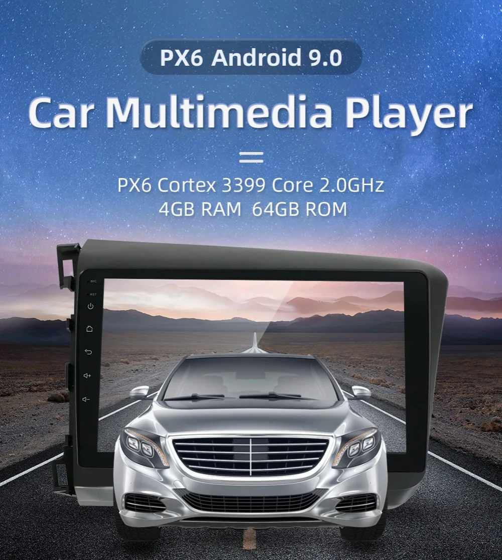 Perfect Bosion newest PX6 4G+64G Android 9.0 4G Car Radio Multimedia Video Player Navigation GPS For Honda Civic 2012 no 2 din dvd raido 1