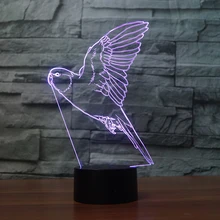Фотография wholesale 3D Visual Light LED 7 Color Changing  parrot moulding ABS Night gift lamp USB 5V Touch desk light