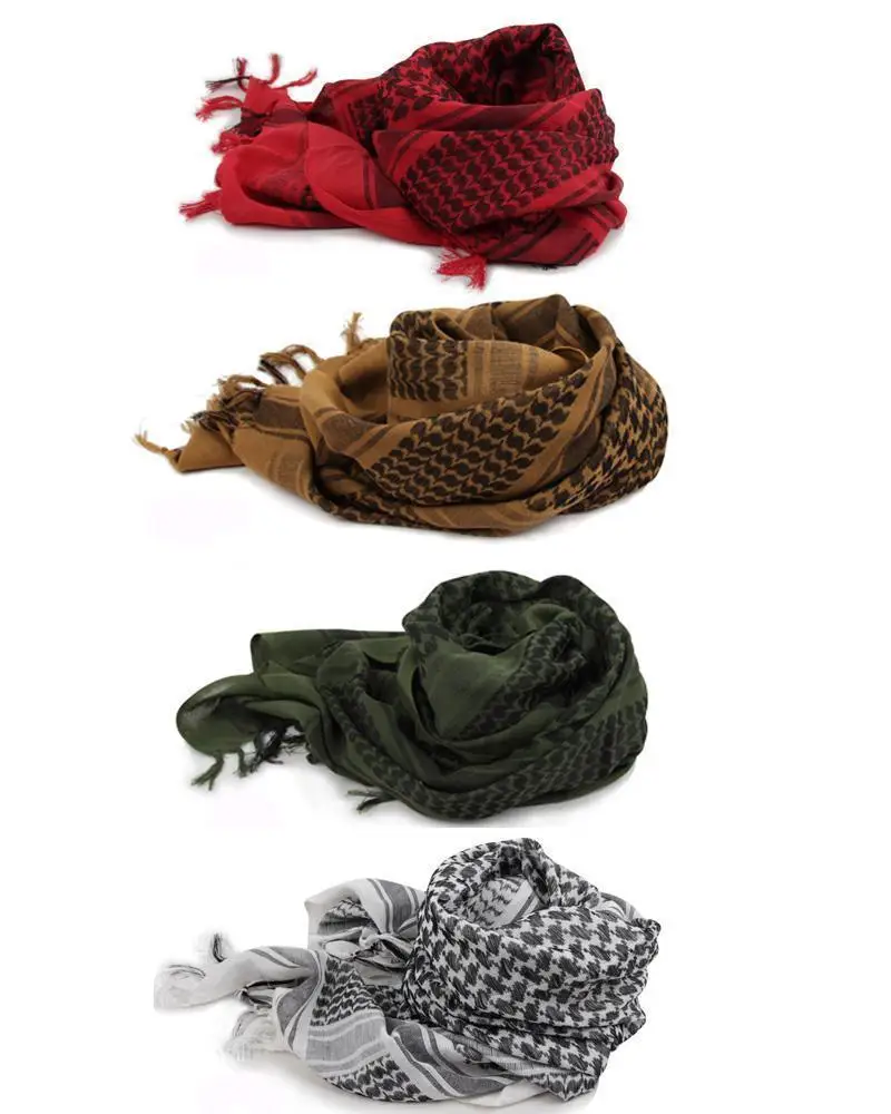 Military Shemagh Scarf - 100% Cotton Tactical Keffiyeh For Men - Desert Head Wrap, Paintball, Outdoor Neck Scarf