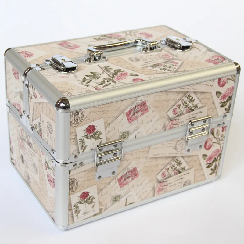Алюминий frame дорожного чемодана профессиональные косметические случай красота шкатулка женская сумка многослойный Маникюр toolbox багажные сумки