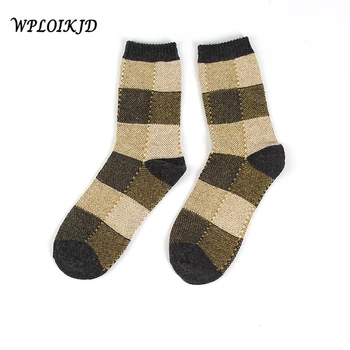 

[WPLOIKJD] Winter Soft Cotton Wool Men' Socks Hip Hop Harajuku Plaid Fun Socks Mens Ankle Crew Short No Show Socks With Print