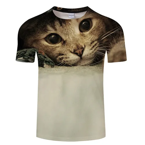 Новая модная футболка с 3D принтом животных, кошек, женская футболка в стиле Харадзюку, женская футболка с круглым воротником и коротким рукавом - Цвет: TXKH3159
