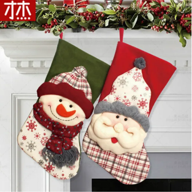 43X22Cm Christmas Stockings Enfeites De Natal Hand Making Crafts Children Candy Gift Bag Santa Elk 43X22Cm Christmas Stockings Enfeites De Natal Hand Making Crafts Children Candy Gift Bag Santa Elk