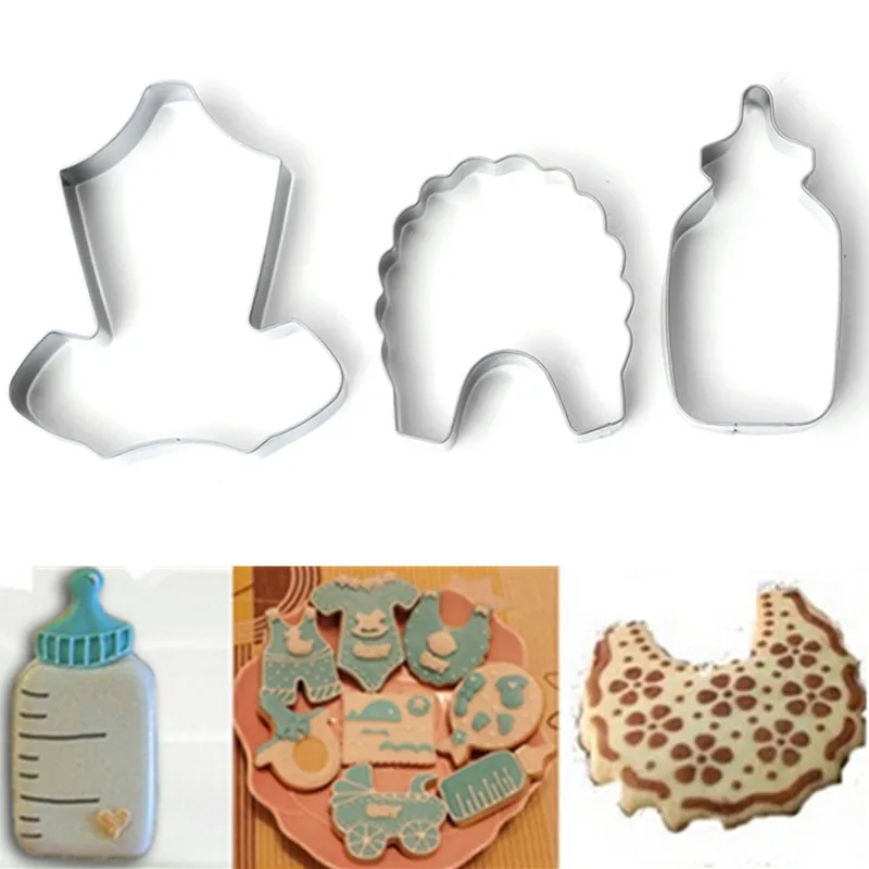 DIY душа ребенка Бутылка Нагрудник Печенье Cookie Шоколад Cutter Плесень Фондант
