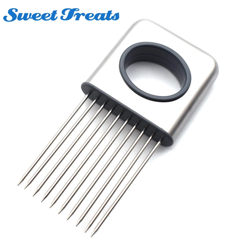 Sweettreats Onion Holder Vegetable Potato Cutter Slicer Gadget Stainless Steel Fork Slicing Odor Remover Kitchen Tool | Дом и сад