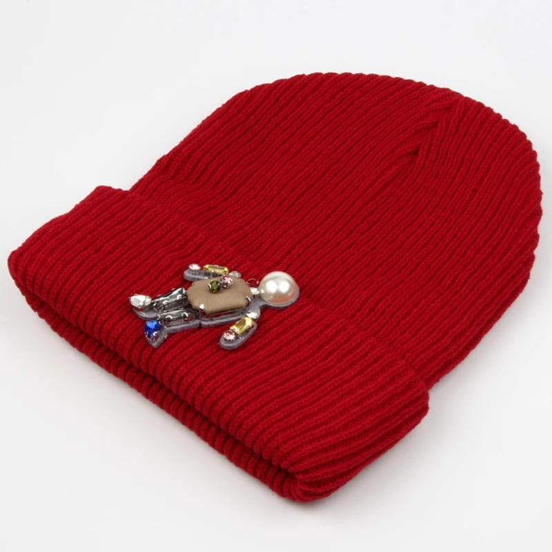 Женская шапка модная мягкая теплая вязаная шапка черепки бини женская шапка зимняя одноцветная Gorro bonnet femme