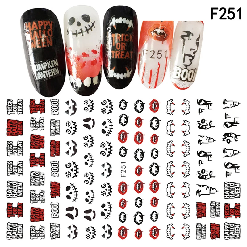 Наклейки для ногтей на Хэллоуин, самоклеющиеся наклейки для ногтей серии s F, самоклеящиеся наклейки для ногтей, дизайн для маникюра, NBF