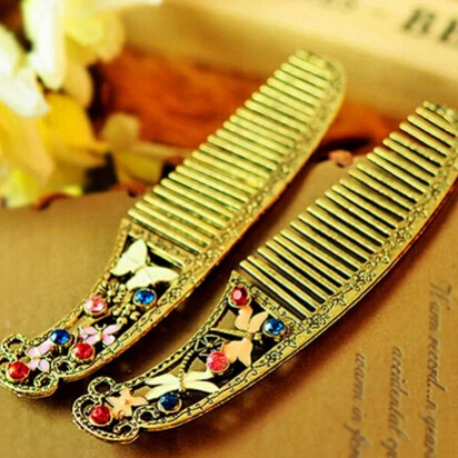 

New 1PC Gift Alloy Crystal Flower Combs Styling Tangle Hair Brush Vintage Retro Butterfly Dragonfly Combs For Women