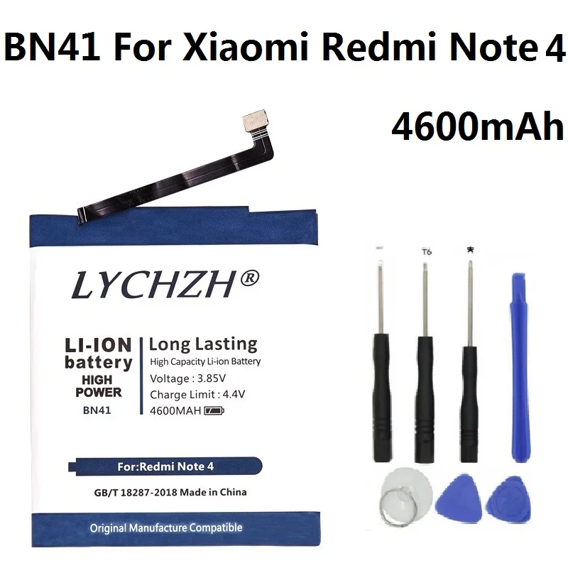 Original Replacement Battery For xiaomi Redmi Note 4 Hongmi Note4 4X High-end Version BN41 Genuine Phone 4600mAh | Мобильные