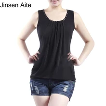 Jinsen Aite 5XL Женская Сексуальная майка топы без рукавов Футболка жилет Летняя мода Алмазная однотонная повседневная майка большого размера JS250