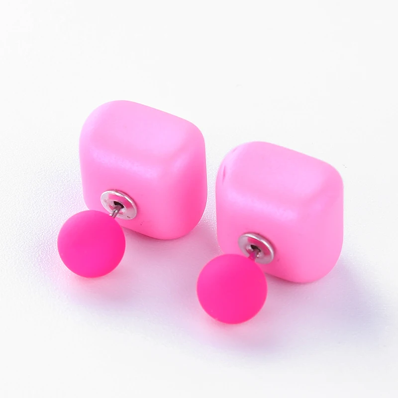 

New Stud Earrings Square Acrylic Earrings Korean Matte Candy Earrings Sweet Romantic Style Ornaments Girls Valentine's Day Gifts