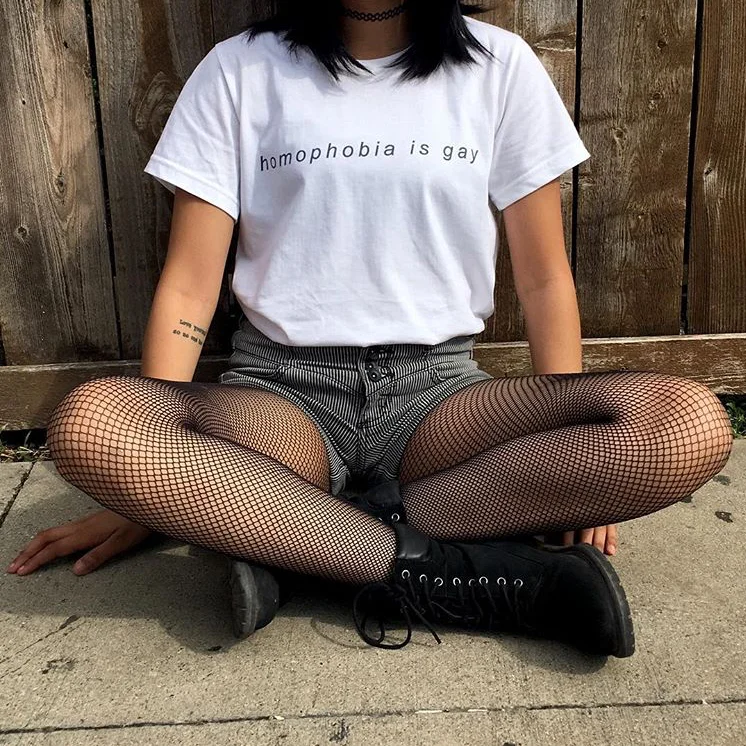 

GAAJ HOMOPHOBIA IS GAY T Shirt Women Plus Size Tshirt Woman T-Shirt T Shirt Solid Lovers Loose Print T-shirt O-neck Q04X9#
