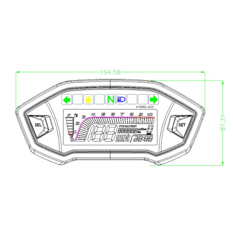 Velocimetro moto rcycle измеритель скорости цветной жк-цифровой измеритель скорости одометр тахометр W/датчик скорости универсальный