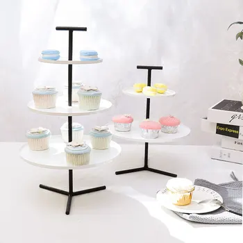 

3 tiers& 2 tier black metal cake stand cupcake tray