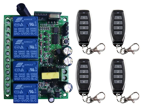 

AC110V 220V 230V 4CH 4 CH 10A Relay RF Wireless Remote Control Switch Wireless Light Switch Receiver With Waterproof Transmitter