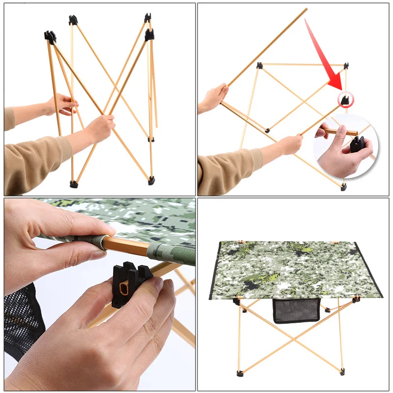 Outdoor Aluminum Alloy Camouflage Folding Table Barbecue and Chair Camping Portable Beach