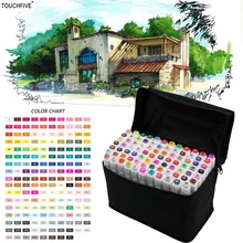 TOUCHFIVE 36/48/72/168 Colors Brush Pen For Draw Manga Animation Design 168 Color Dual Headed Alcoholic Oily Based Ink Marker