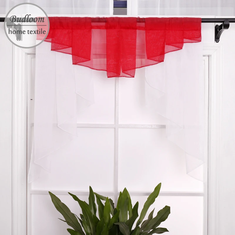 

Budloom modern style kitchen valance curtains tulle color pleated short curtains for small window balcony door valance