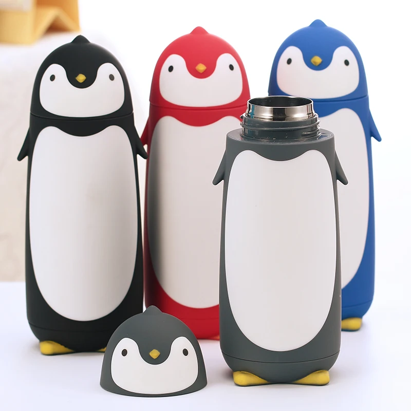 Black 280ml Stainless Steel Cute Penguin Cup Bottle Flask vaccum Flask
