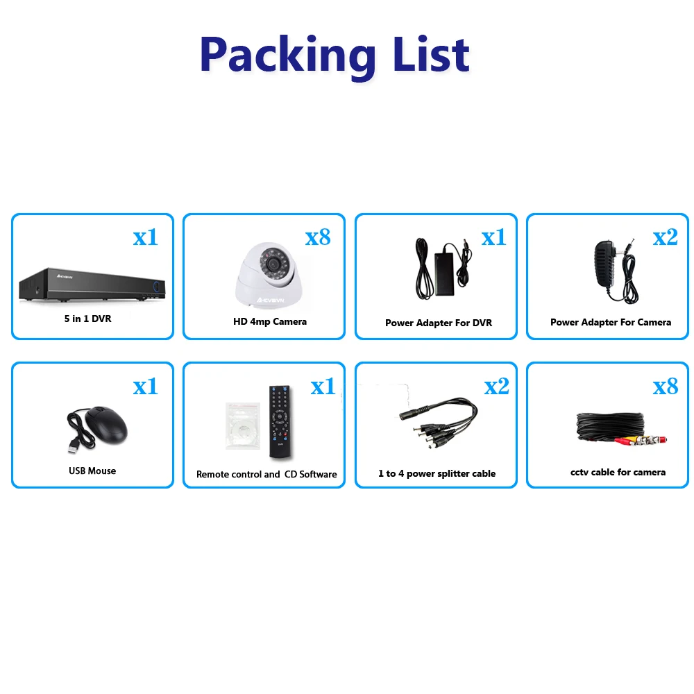 AHCVBIVN 4MP-8CH HDMI DVR 4.0MP HD indoor Home Security Camera System 8CH CCTV Video Surveillance DVR Kit AHD 4 Camera Set AHCVBIVN 4MP-8CH HDMI DVR 4.0MP HD indoor Home Security Camera System 8CH CCTV Video Surveillance DVR Kit AHD 4 Camera Set