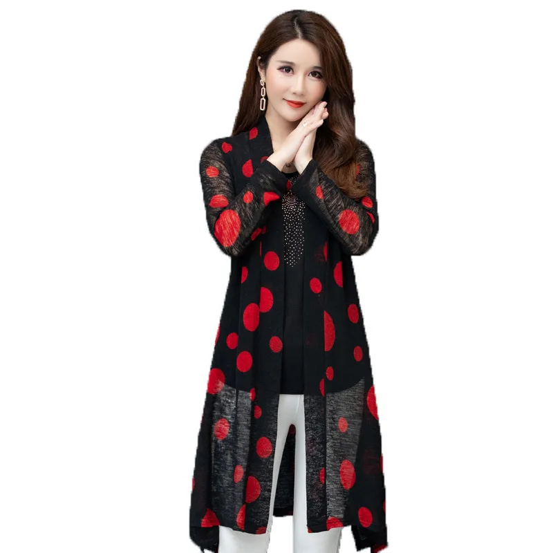 

New women Medium Long Shawl Coat Fashion women printing loose shawl coat summer women mesh cloak jacket plus size S-5XL