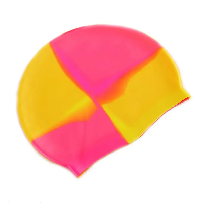 Шапочка для плавания для взрослых, цветная, водонепроницаемая, защита ушей, крышка для плавания, мягкая, силиконовая, легкая, унисекс, шапочка для плавания - Цвет: F