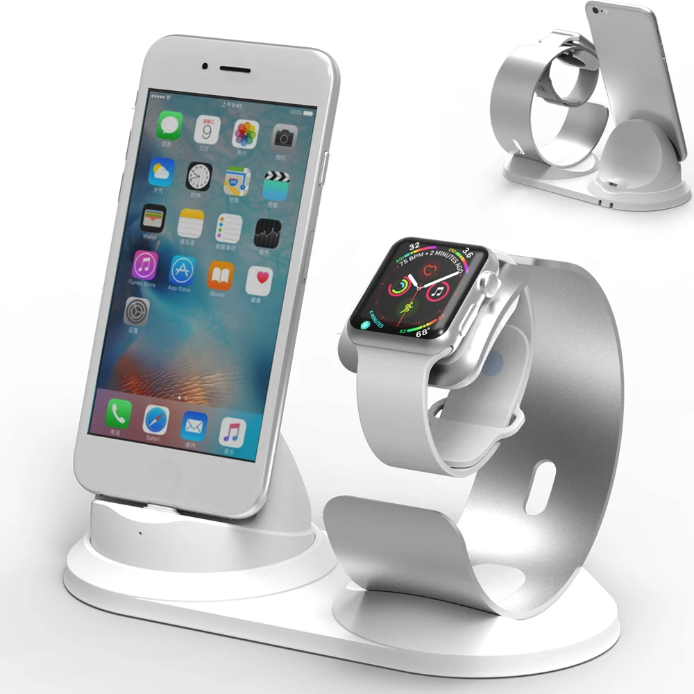 Алюминиевый Настольный держатель для телефона для iPhone XS/XS Max/X/8/7/6 S/5S/SE зарядная док-станция для Apple Watch зарядная станция 40 мм/44 мм