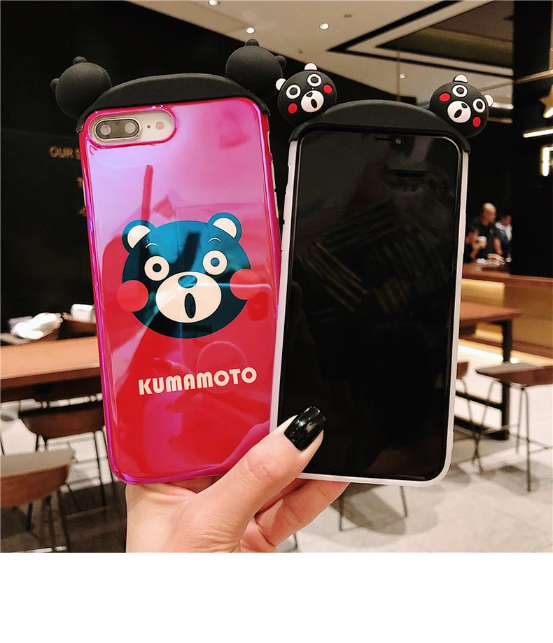 Чехол с 3D синим светом для iphone 11 X XR XS Pro Max Cartoon bear, чехлы для телефонов iphone 8 7 6 6S Plus, чехол Розовая пантера