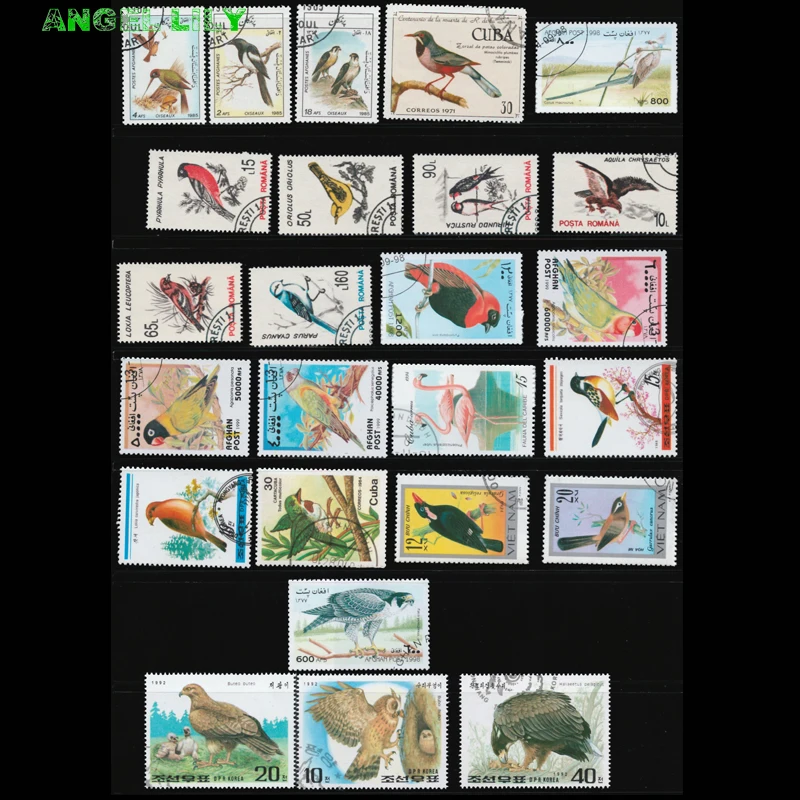 

25 PCS All Different Topic Birds Animal Postage Stamps With Post Mark For Collection