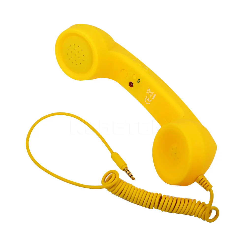 Kebidu 10 шт. новейший Fasional Mic Ретро телефон поп сотовый телефон микрофон телефона громкость дистанционное управление 3,5 мм кабель для Iphone - Цвет: yellow