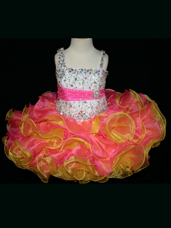 Multi Цветной Маленькая Рози бальное платье для девочек в цветочек платья с одним плечом органза с бисерной вышивкой короткие Нарядные
