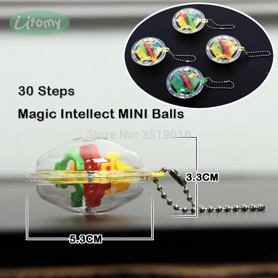 

30 Challenging Barriers 3D Maze Intellect Puzzle Toys, Mini perplexus Ball Balance Magic Labyrinth Educational Marble Balls 2PCS