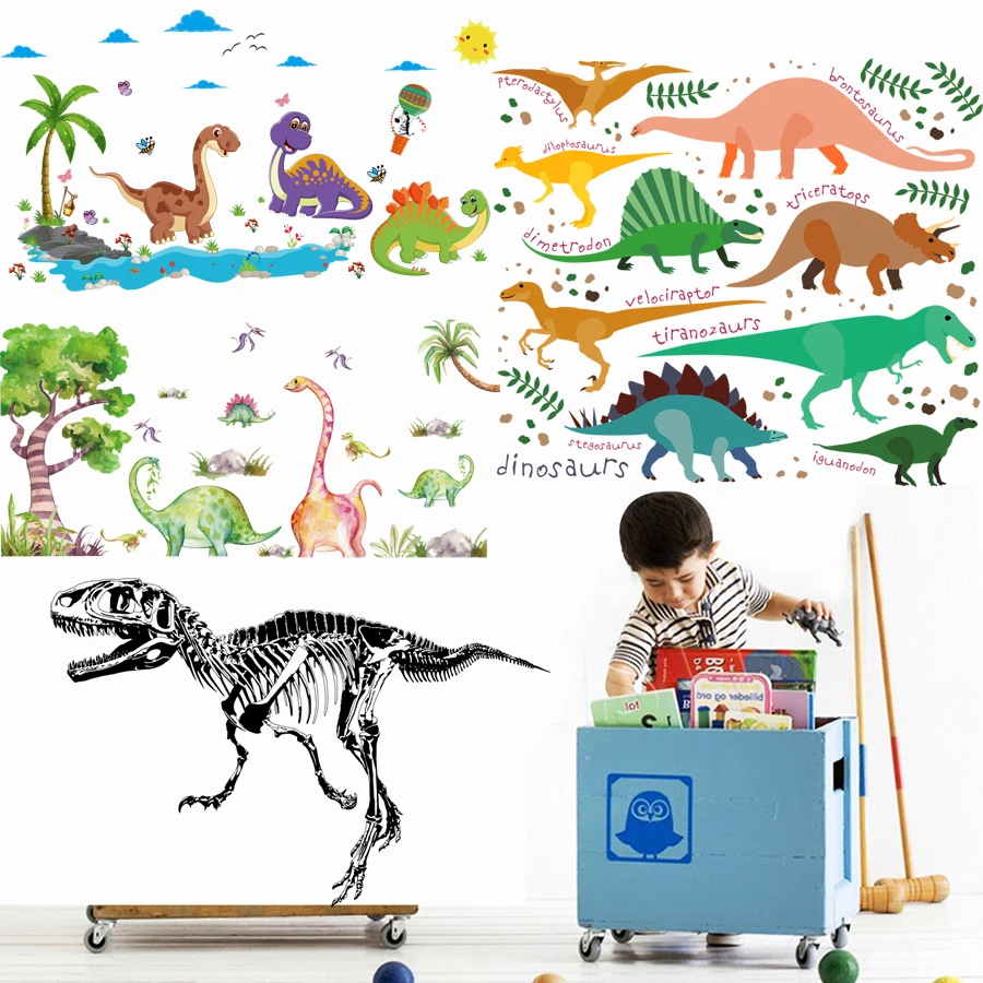 Autocollant sticker dinosaure dino jurassique deco enfant chambre Stegosaure 