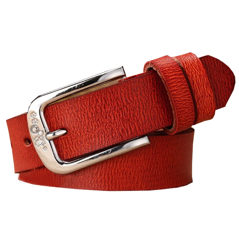

Retail ! 2017 New Fashion Pin Agio Mosaic Rhinestone Genuine Leather Belts For Women Color Red Available