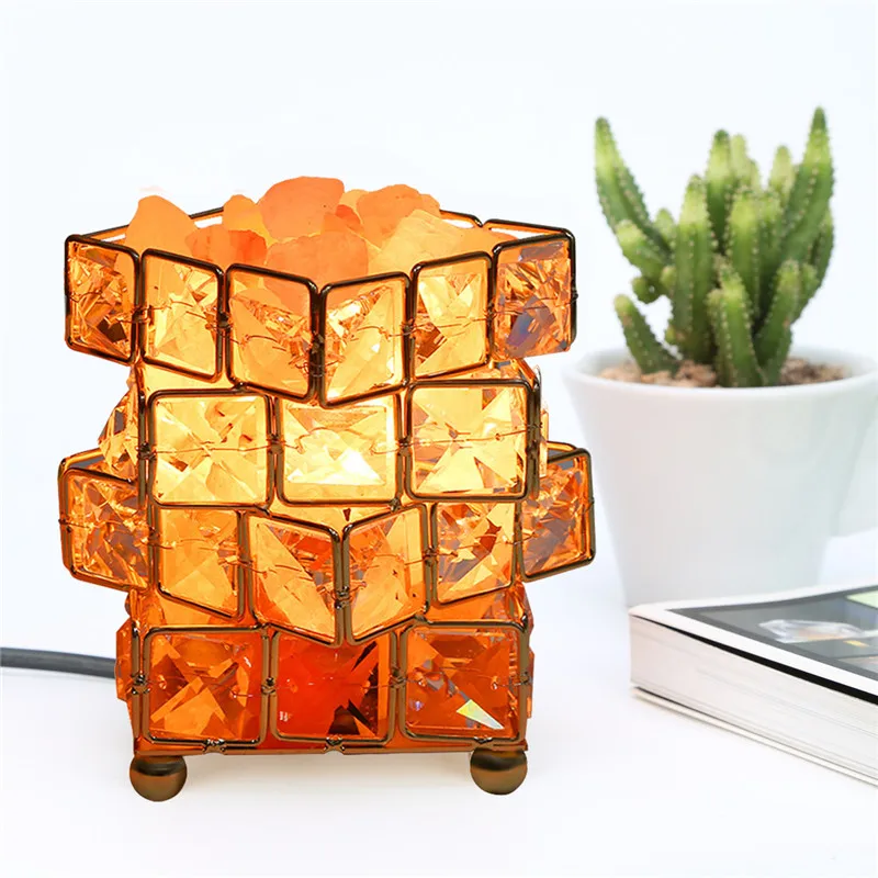 

Hi-Lumix Magic Cube Shape LED light night Himalayan Natural Crystal Salt Light Air Purifier Mood Creator Indoor decorative lamp