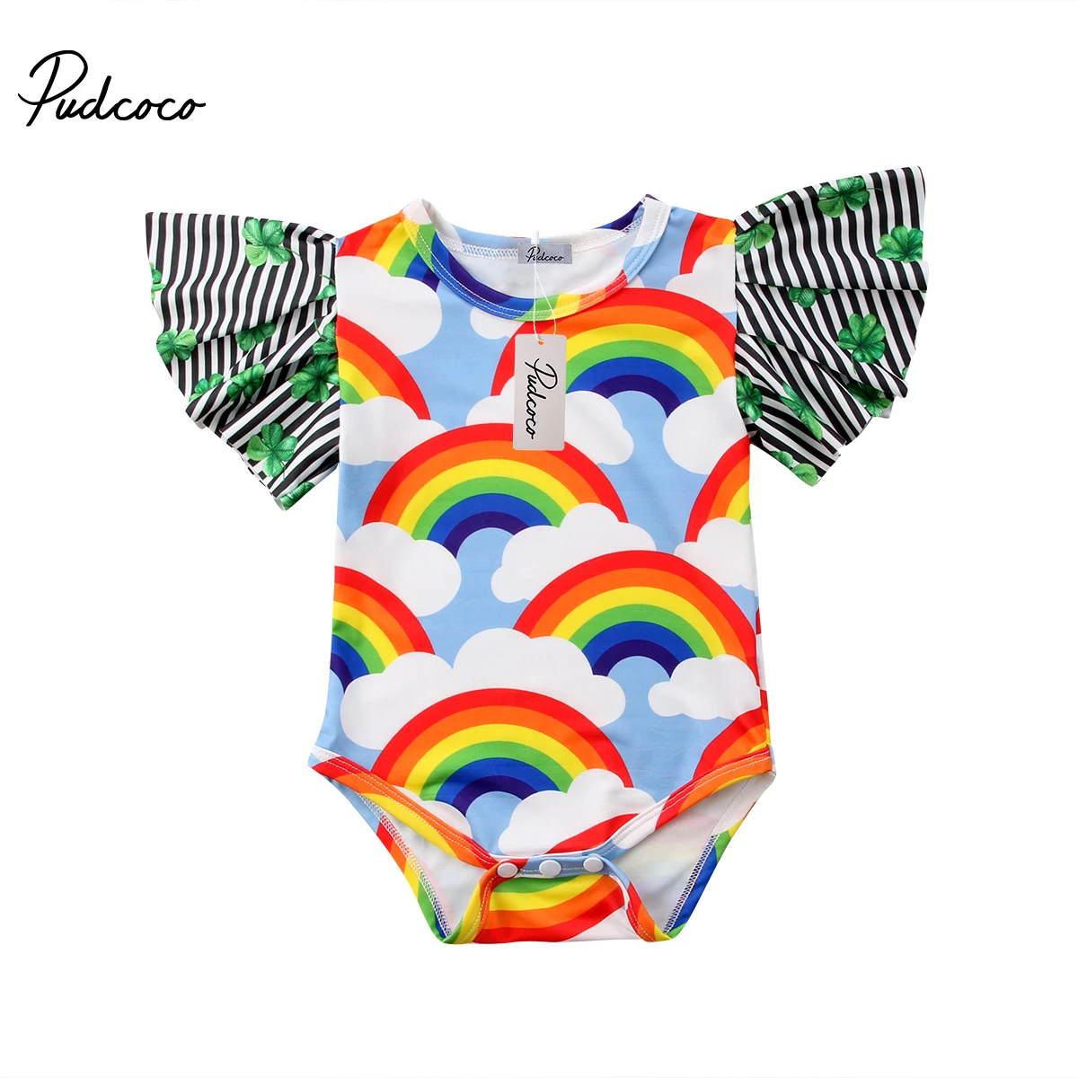 

Newborn Kids Baby Girls' Swimsuit Bathing Suit 2018 NEW Rainbow Fly Sleeve Bikini Romper Playsuit Summer Clothes Outfits