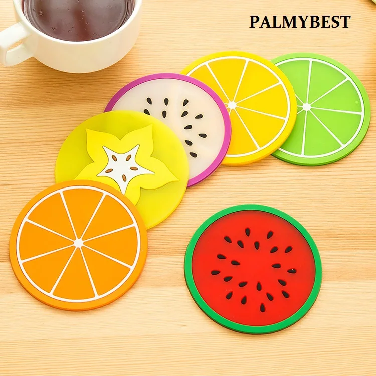 6pcs/lot Non slip Fruit Placemat Cup Coffee Mug Coaster Cup Mat DiningTable Placemats Desk
