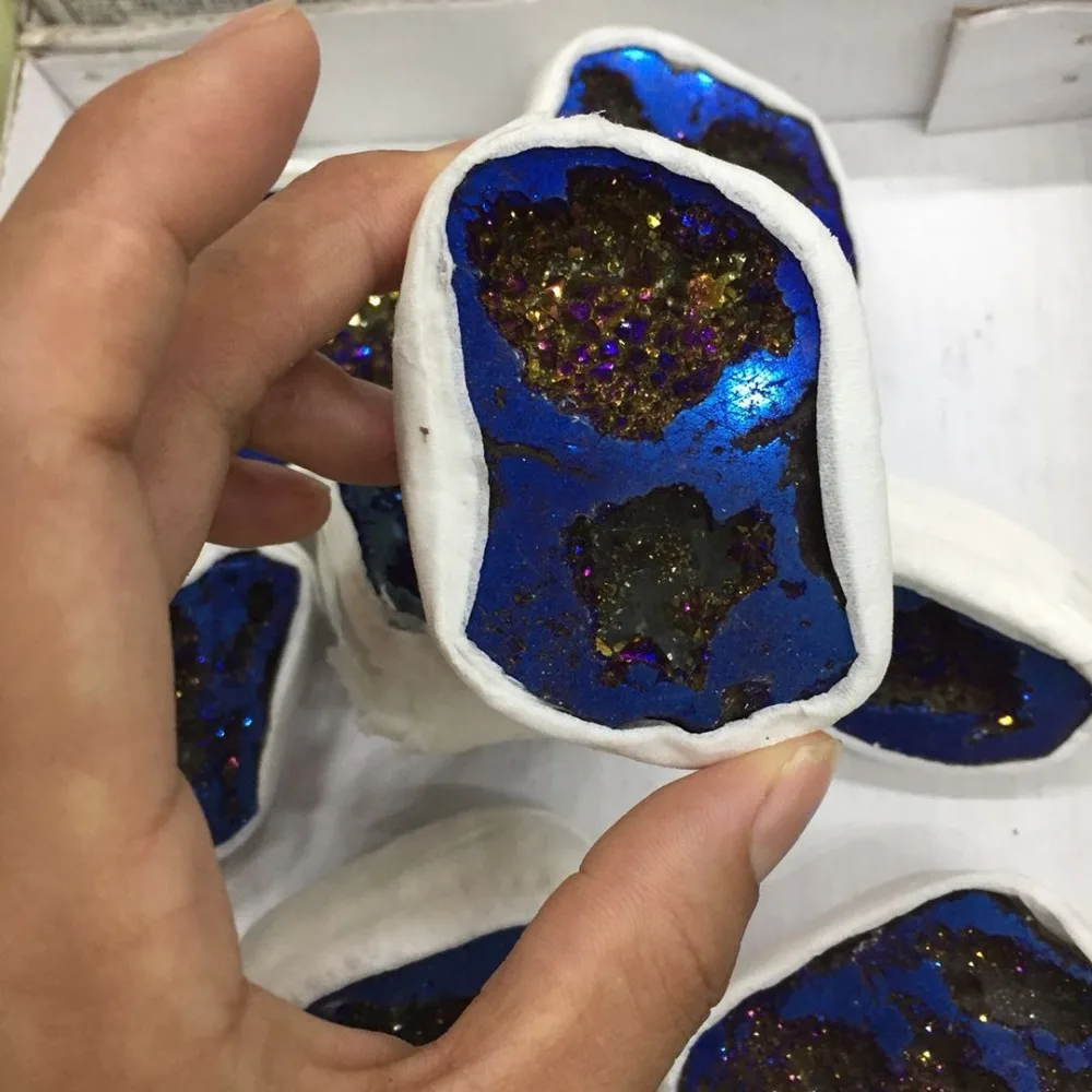 1 шт. Прямая поставка синий гальванический кристалл Druzy Gemstone Geode медитация Рейки