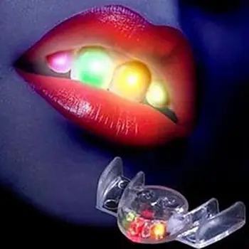 

MENOW Newly LED Light Up Flashing Mouth Piece Glow Teeth For Party Halloween glowing funny denture Rave Event Decoration 08.13
