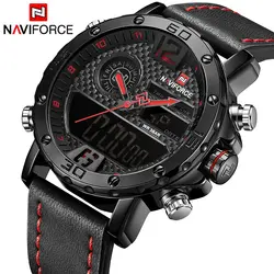 NAVIFORCE 9134 мужские часы лучший бренд Роскошные повседневные Водонепроницаемый кварцевые часы кожаный военный наручные часы relogio masculino часы