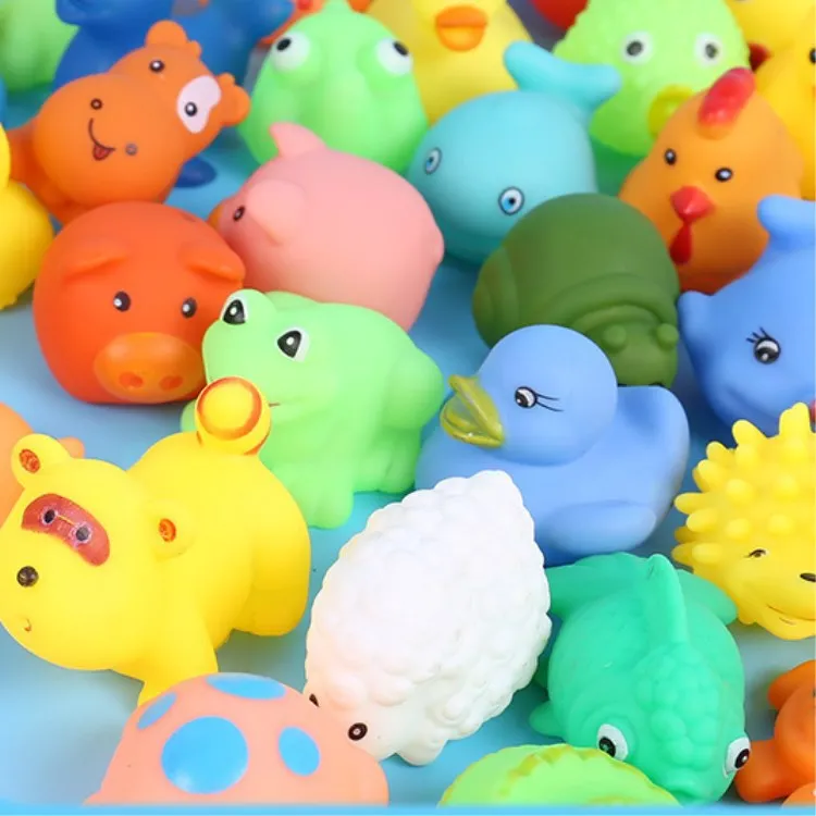 10 шт. смешанные животные плавающие водные игрушки красочные мягкие плавающие резиновые утки сжимают звук скрипучий Купание Игрушки для маленьких детей