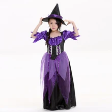 Вечерние костюмы на Хэллоуин, костюм для ролевых игр для маленьких девочек, костюм для школьной деятельности, новое фиолетовое платье ведьмы для детей, одежда