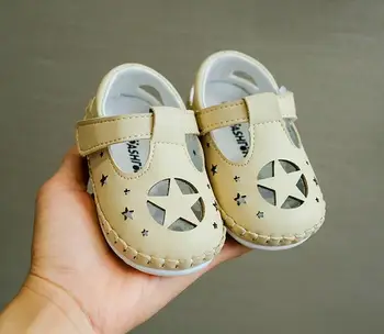 

New design 2020 Summer Baby Shoes Pentagram Hollow Out Baby Princess Leather Shoes Fashion Soft Bottom Toddler Shoes