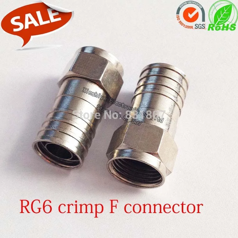 

RG6 crimp f type coaxial cable connector Hex Crimp F-Connector for RG6 F-Type Crimp-On Coaxial RG6 RG59 RG11 crimp f adapter