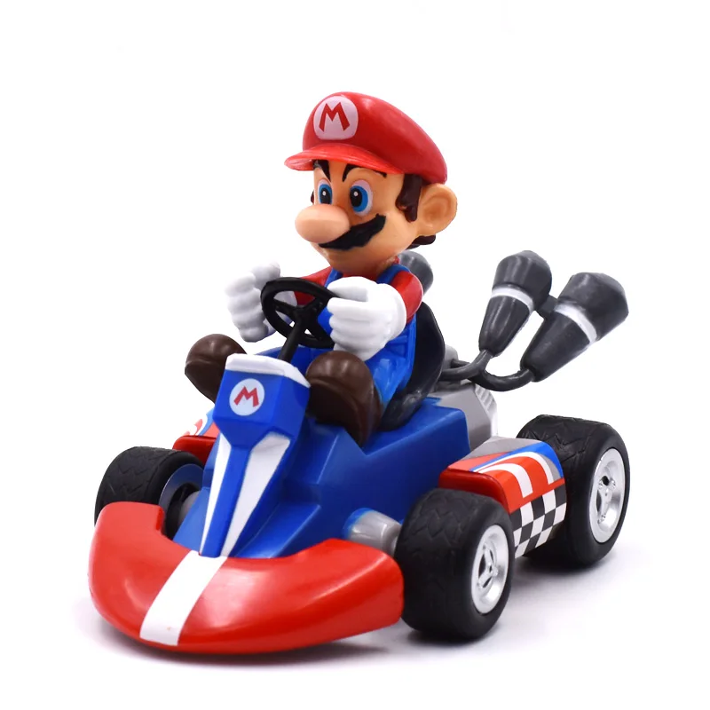 " Аниме Super Mario Bros Kart вытяжной автомобиль Марио ПВХ фигурка кукла Коллекционная модель игрушки Рождественский подарок для детей