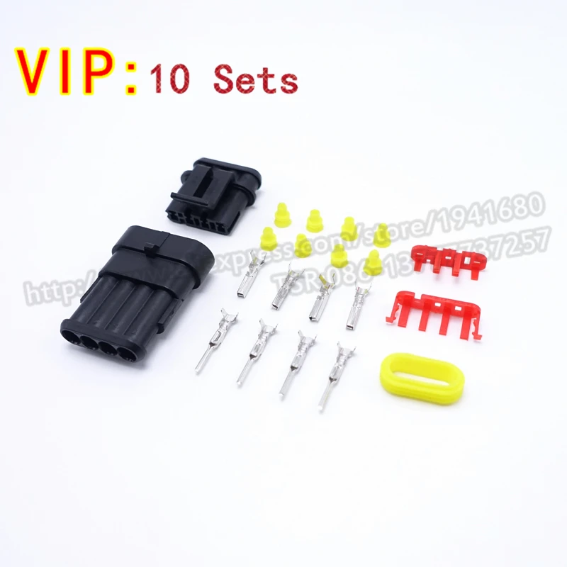 10 Sets 4 Pin AMP Connector Male Female Housing Auto Wire Harness