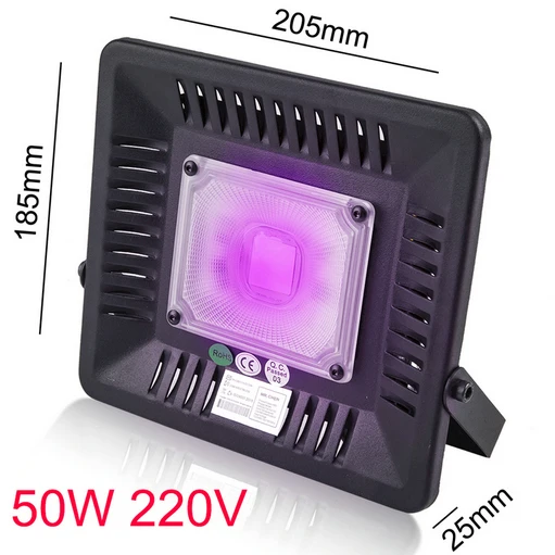 50W 220V Рождественская Водонепроницаемая светодиодная УФ-лампа 395 нм ультрафиолетовые вечерние металлоискатели для лечения излучаемого кварца черный светильник фонарик на Хэллоуин - Мощность в ваттах: 50W 220V