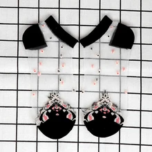 Летние Прозрачные шелковые носки для женщин; Ультратонкие кружевные носки-башмачки с цветочным принтом; прозрачные тонкие короткие носки для девочек; Meias; шифоновые носки