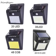 20 Вт, 30 Вт, 48 светодиодный солнечный светильник на открытом воздухе украшения сада лампа движения PIR Сенсор Ночной Настенный фонарь безопасности Водонепроницаемый 270 градусов